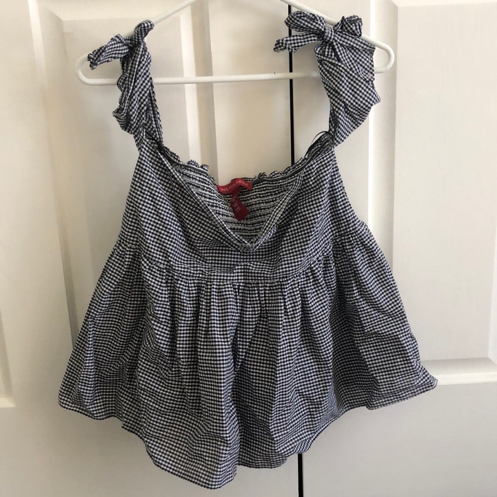 Saks fifth avenue black and white gingham top